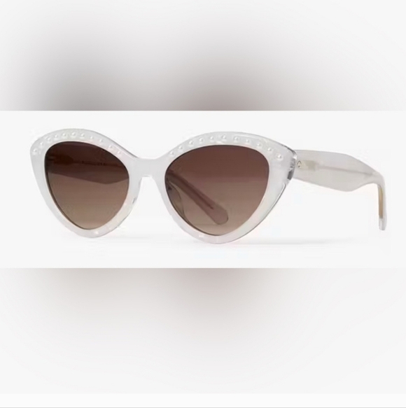 NEW Kate Spade Pearl-Embellished Cat-Eye Sunglasses w/Case - Picture 5 of 11